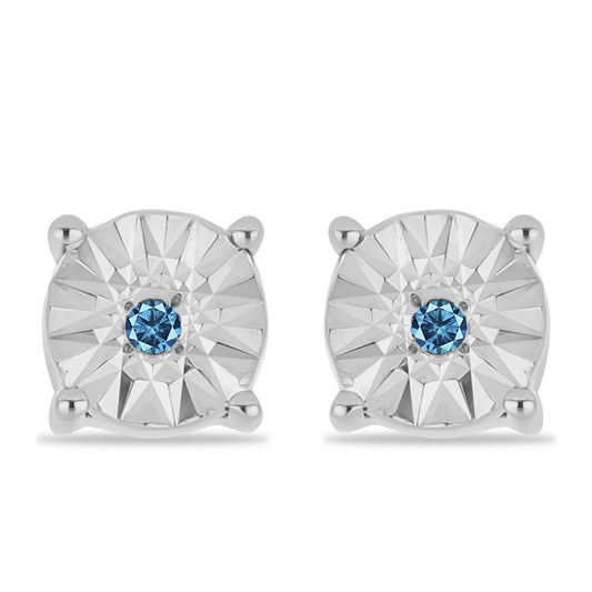 Cercei din Argint 925 ( 1.14 grame ) cu Diamant Albastru 0.02 Carate