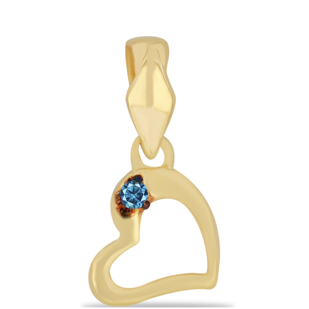 Pandantiv din Argint 925 Placat cu Aur ( 0.6 grame ) cu Diamant Albastru 0.01 Carate 1 