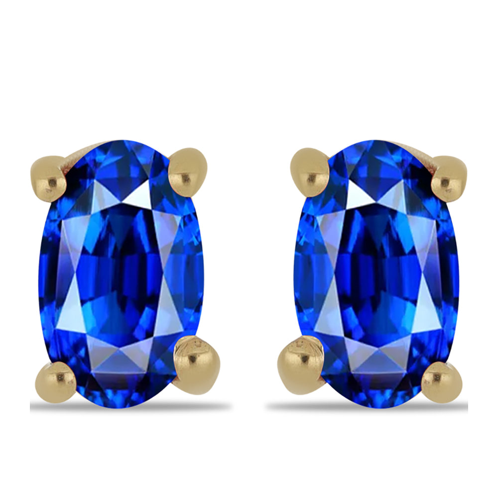 Cercei din Argint 925 Placat cu Aur ( 0.7 grame ) cu Safir Albastru Australian 0.75 Carate 1 