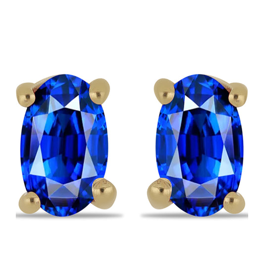 Cercei din Argint 925 Placat cu Aur ( 0.7 grame ) cu Safir Albastru Australian 0.75 Carate