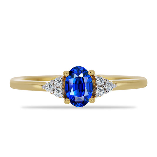 Inel din Argint 925 Placat cu Aur ( 1.78 grame ) cu Safir Albastru Australian și Topaz Alb 0.71 Carate