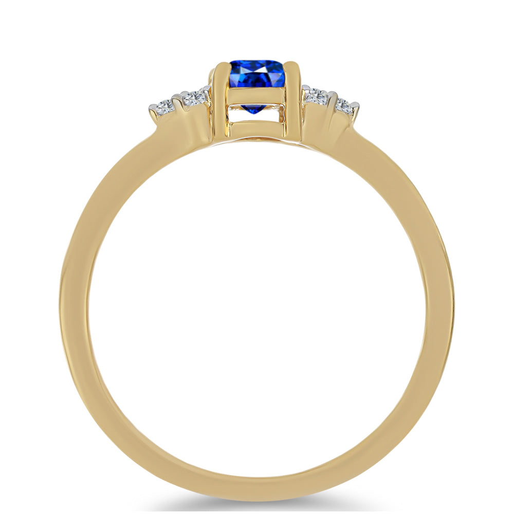 Inel din Argint 925 Placat cu Aur ( 1.78 grame ) cu Safir Albastru Australian și Topaz Alb 0.71 Carate 2 