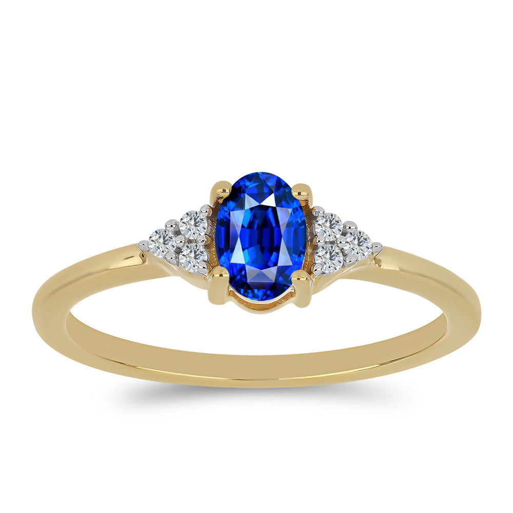 Inel din Argint 925 Placat cu Aur ( 1.78 grame ) cu Safir Albastru Australian și Topaz Alb 0.71 Carate 3 