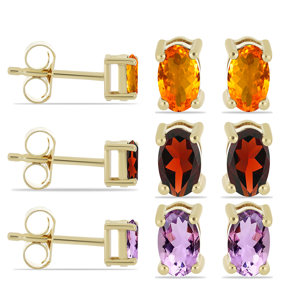 Set din Argint 925 Placat cu Aur ( 2.14 grame ) cu Granat Barton și Citrin Ural 1.41 Carate ( Cercei )