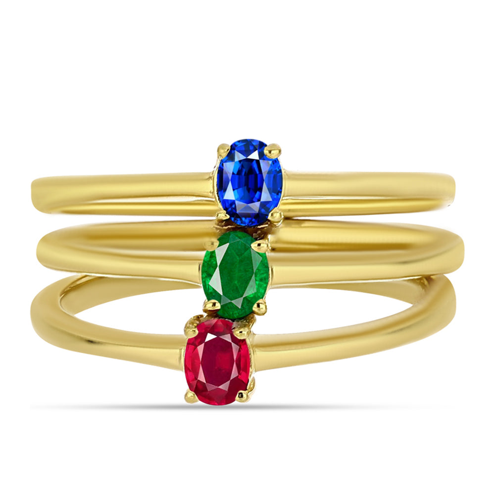 Set din Argint 925 Placat cu Aur ( 4.54 grame ) cu Rubin Sintetic și Smarald Sintetic 0.48 Carate ( Inel ) 1 