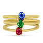 Set din Argint 925 Placat cu Aur ( 4.54 grame ) cu Rubin Sintetic și Smarald Sintetic 0.48 Carate ( Inel )
