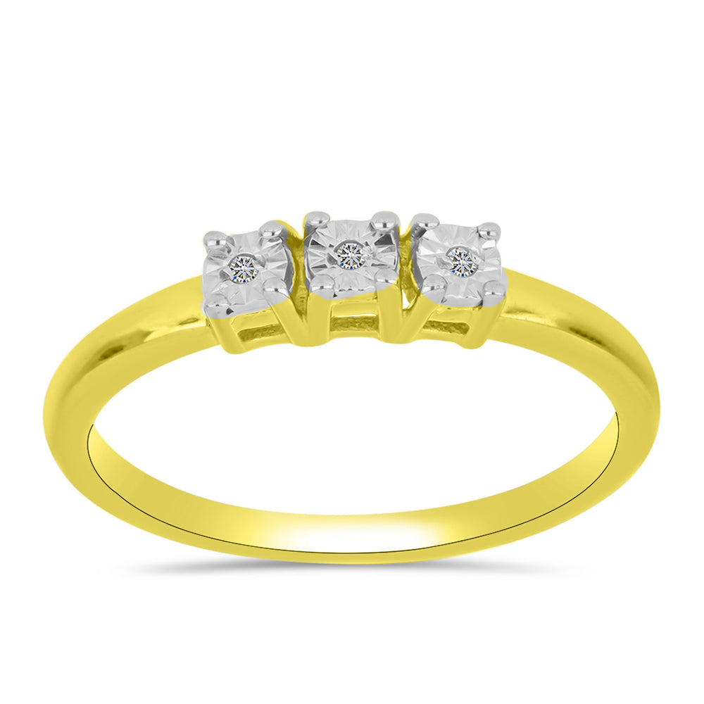 Inel din Argint 925 Placat cu Aur ( 1.44 grame ) cu Diamant Alb 0.02 Carate