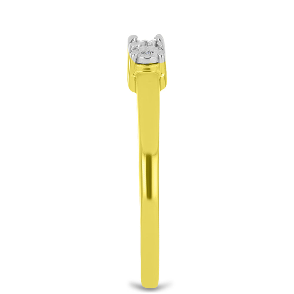Inel din Argint 925 Placat cu Aur ( 1.44 grame ) cu Diamant Alb 0.02 Carate 4 