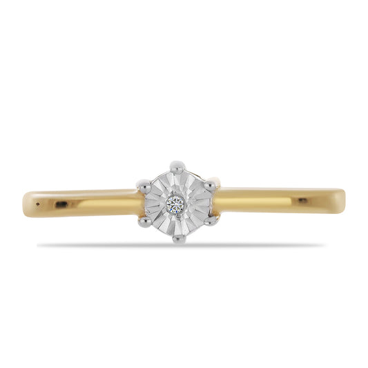 Inel din Argint 925 Placat cu Aur ( 1.73 grame ) cu Diamant Alb 0.01 Carate