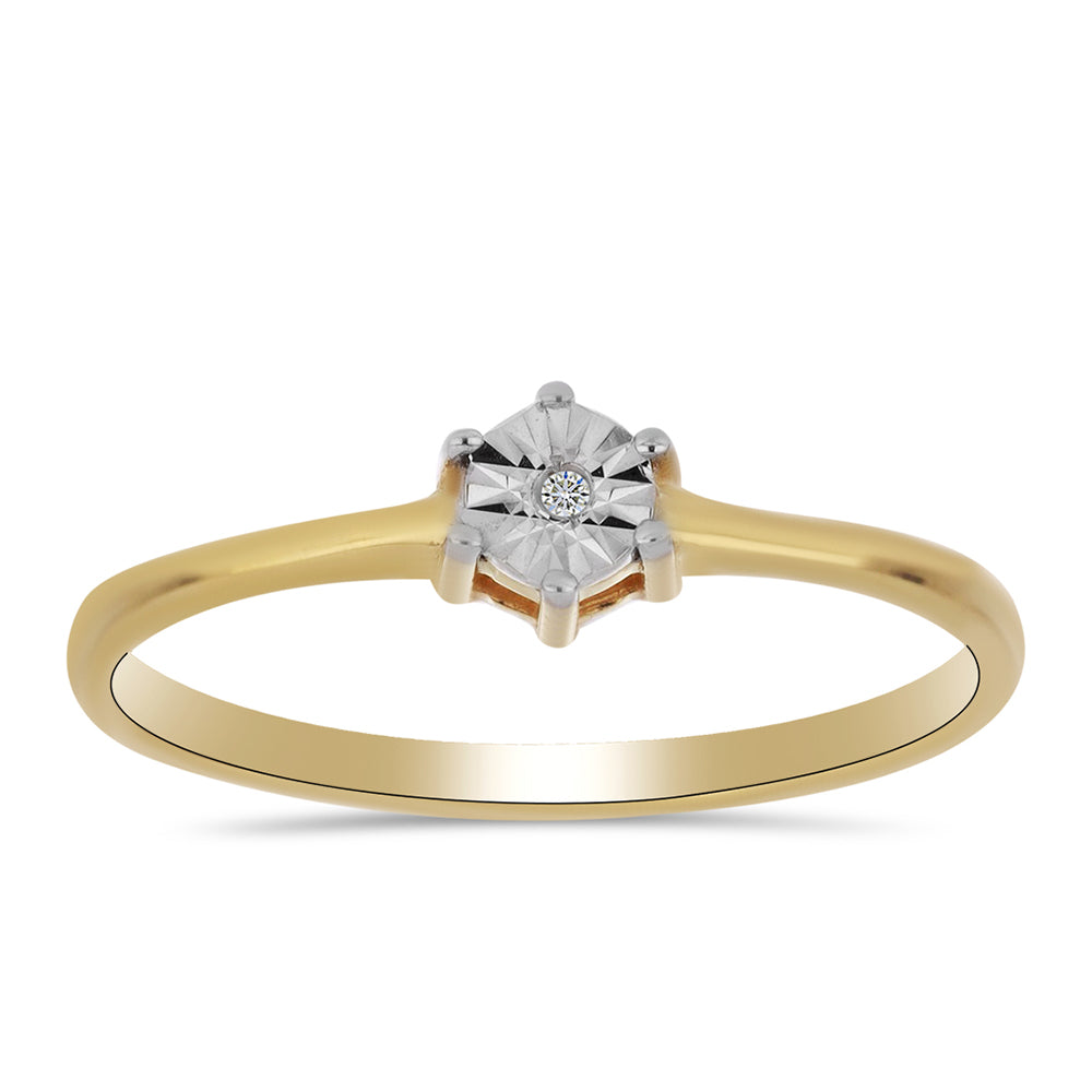 Inel din Argint 925 Placat cu Aur ( 1.73 grame ) cu Diamant Alb 0.01 Carate