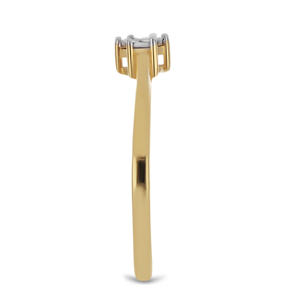 Inel din Argint 925 Placat cu Aur ( 1.73 grame ) cu Diamant Alb 0.01 Carate