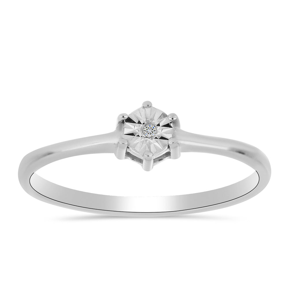Inel din Argint 925 ( 1.56 grame ) cu Diamant Alb 0.01 Carate