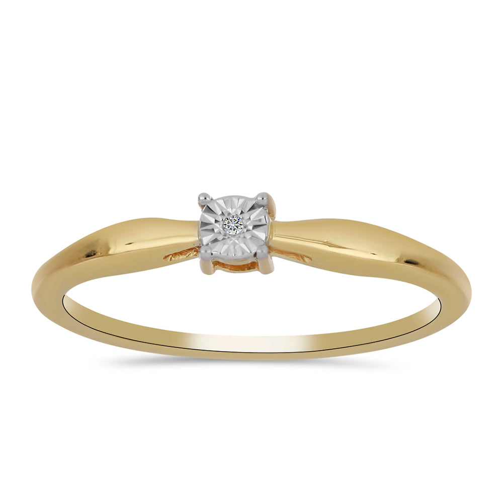 Inel din Argint 925 Placat cu Aur ( 2.26 grame ) cu Diamant Alb 0.01 Carate 3 