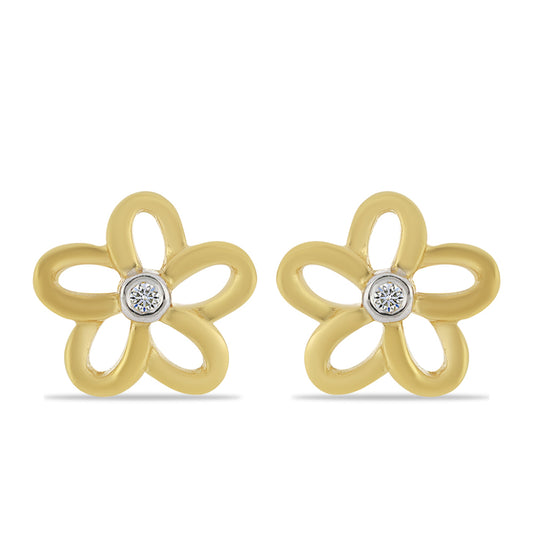 Cercei din Argint 925 Placat cu Aur ( 1.61 grame ) cu Diamant Alb 0.02 Carate