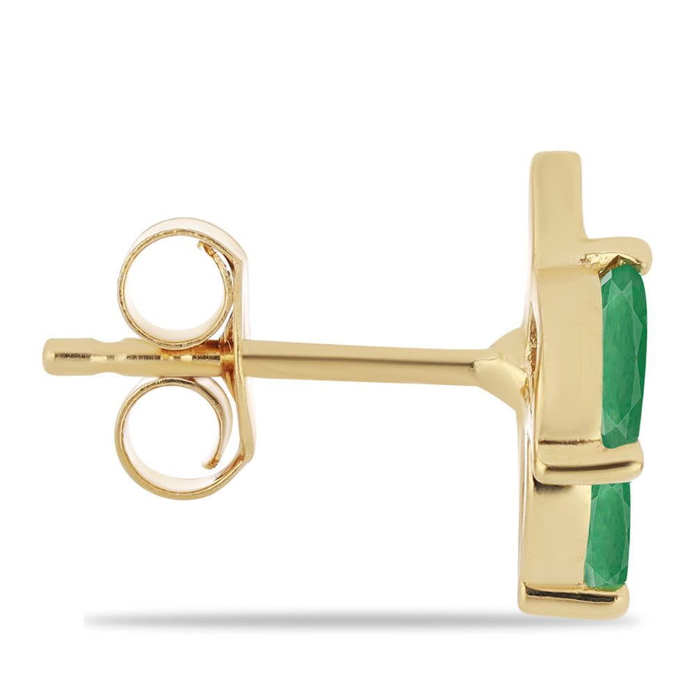 Cercei din Argint 925 Placat cu Aur ( 1.17 grame ) cu Smarald Brazilian 0.85 Carate 2 
