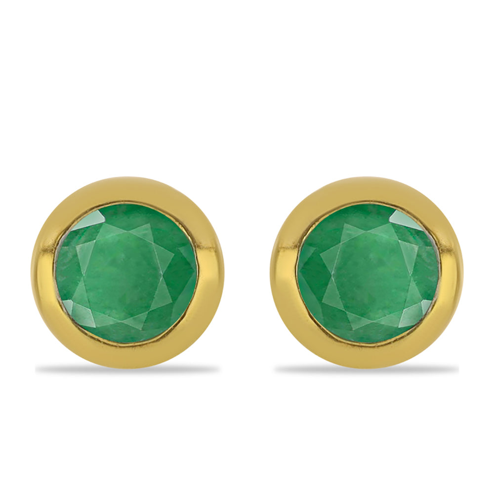 Cercei din Argint 925 Placat cu Aur ( 0.78 grame ) cu Smarald Brazilian 0.3 Carate