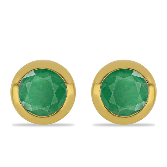 Cercei din Argint 925 Placat cu Aur ( 0.78 grame ) cu Smarald Brazilian 0.3 Carate
