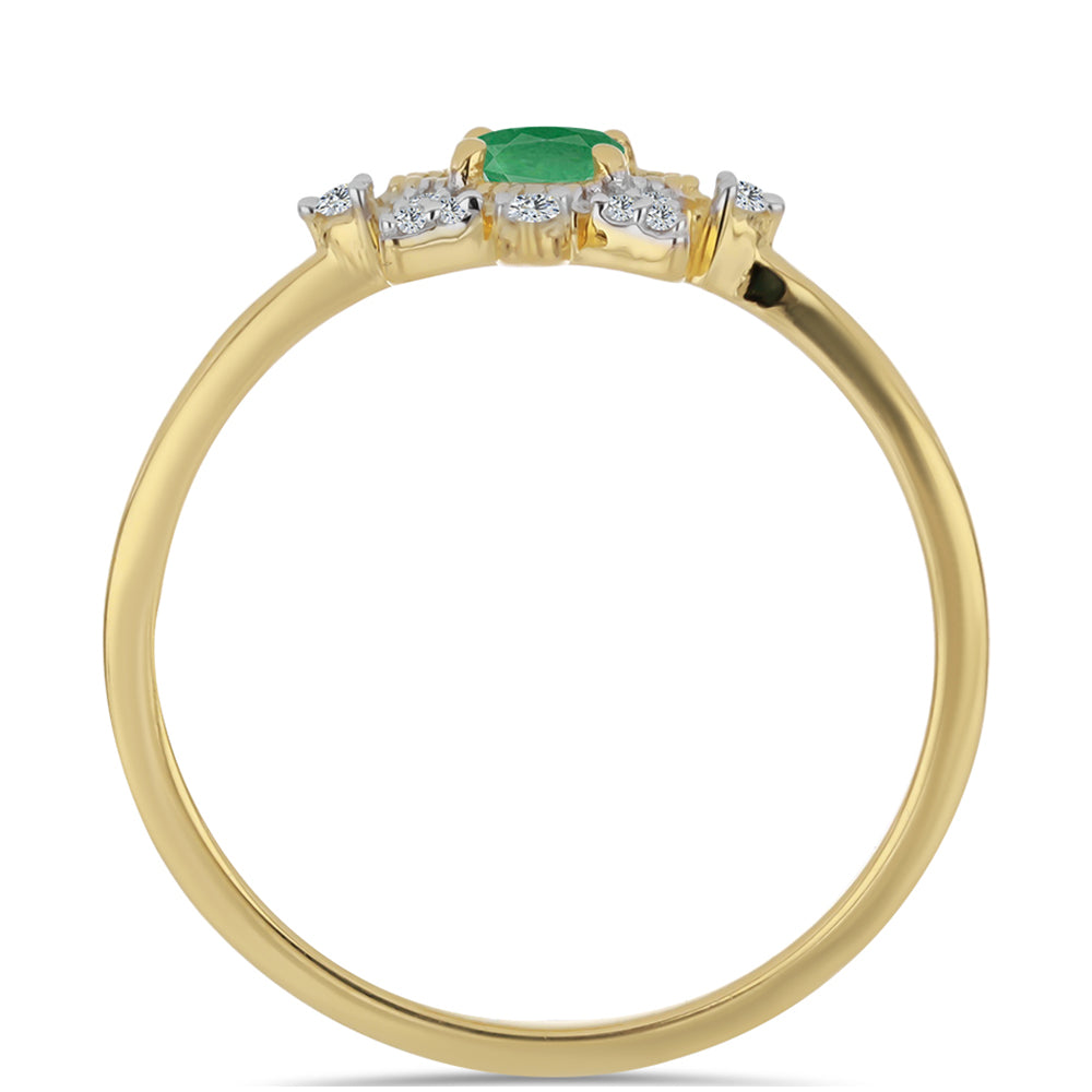 Inel din Argint 925 Placat cu Aur ( 1.72 grame ) cu Smarald Brazilian și Zircon Alb 0.42 Carate 2 