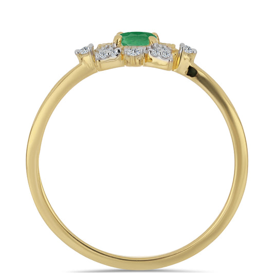 Inel din Argint 925 Placat cu Aur ( 1.72 grame ) cu Smarald Brazilian și Zircon Alb 0.42 Carate