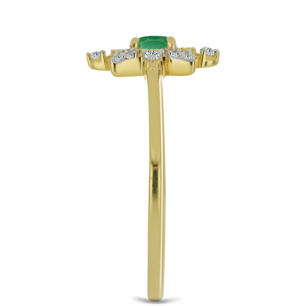 Inel din Argint 925 Placat cu Aur ( 1.72 grame ) cu Smarald Brazilian și Zircon Alb 0.42 Carate 4 