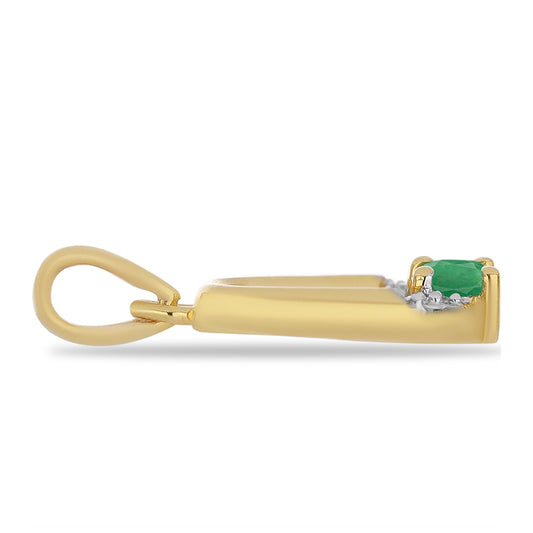 Pandantiv din Argint 925 Placat cu Aur ( 0.74 grame ) cu Smarald Brazilian și Zircon Alb 0.2 Carate