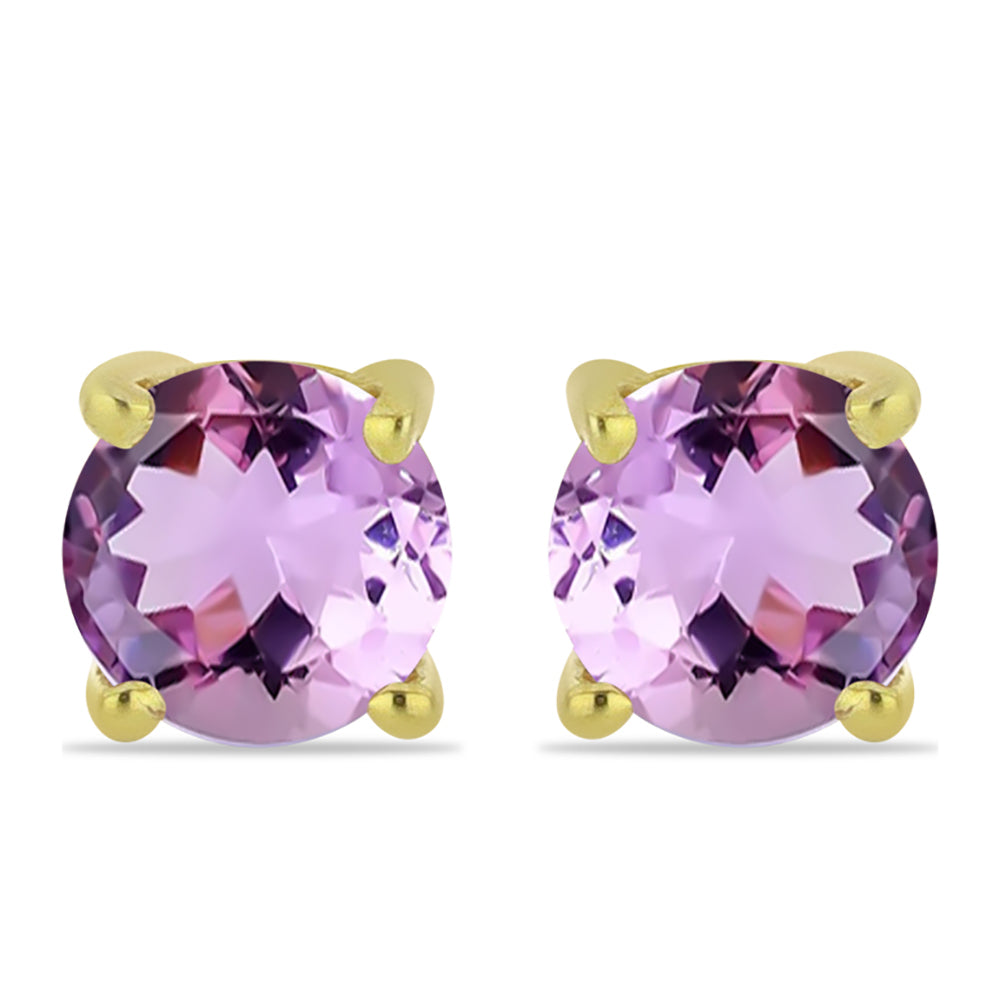 Cercei din Argint 925 Placat cu Aur ( 0.7 grame ) cu Ametist Rose de France 0.46 Carate 1 