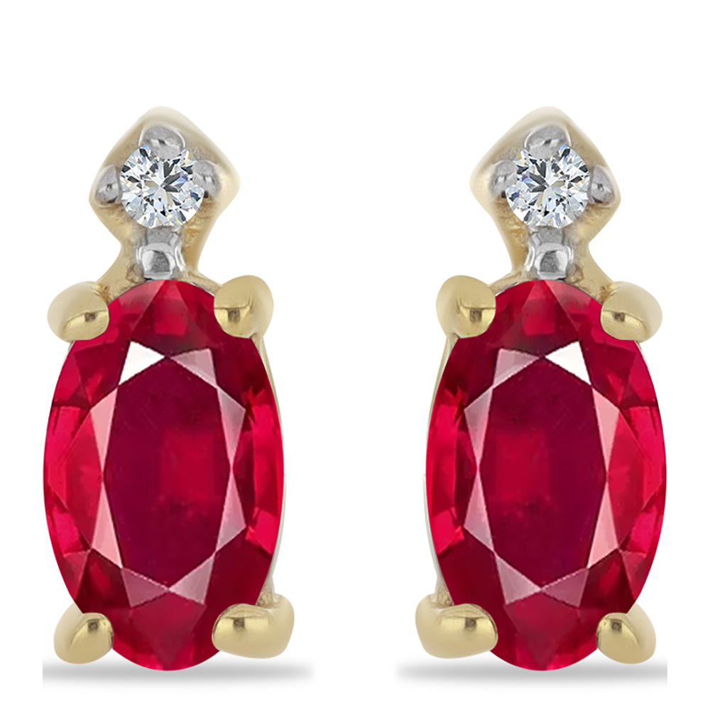 Cercei din Argint 925 Placat cu Aur ( 0.8 grame ) cu Rubin Malagasy și Zircon Alb 0.75 Carate