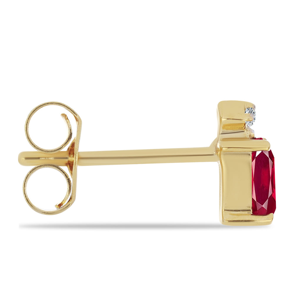 Cercei din Argint 925 Placat cu Aur ( 0.8 grame ) cu Rubin Malagasy și Zircon Alb 0.75 Carate