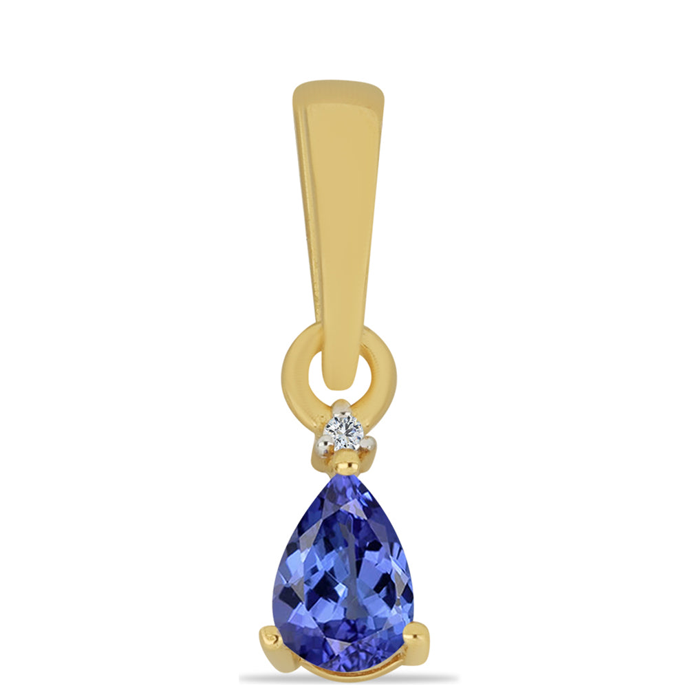 Pandantiv din Argint 925 Placat cu Aur ( 0.64 grame ) cu Tanzanit și Diamant Alb 0.52 Carate 1 