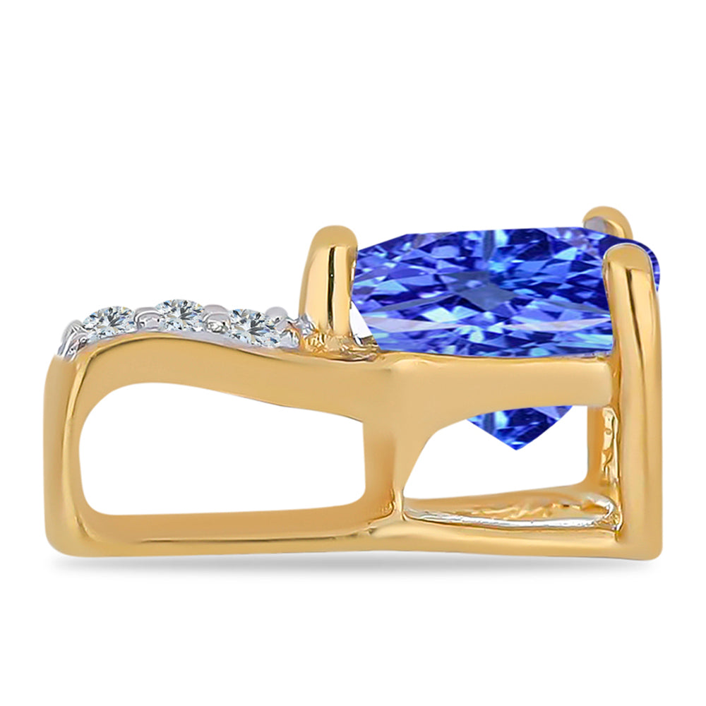 Pandantiv din Argint 925 Placat cu Aur ( 0.41 grame ) cu Tanzanit și Zircon Alb 0.5 Carate 2 