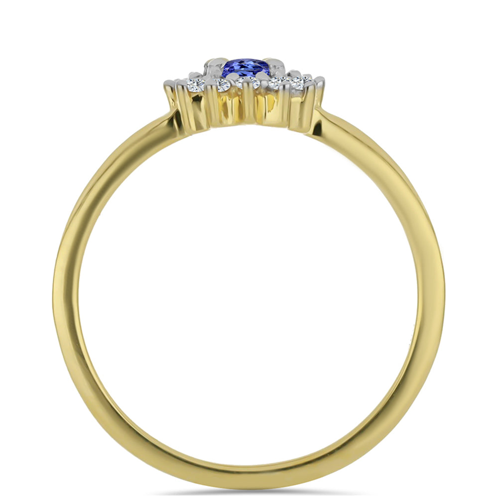 Inel din Argint 925 Placat cu Aur ( 1.5 grame ) cu Tanzanit și Zircon Alb 0.41 Carate