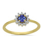 Inel din Argint 925 Placat cu Aur ( 1.5 grame ) cu Tanzanit și Zircon Alb 0.41 Carate