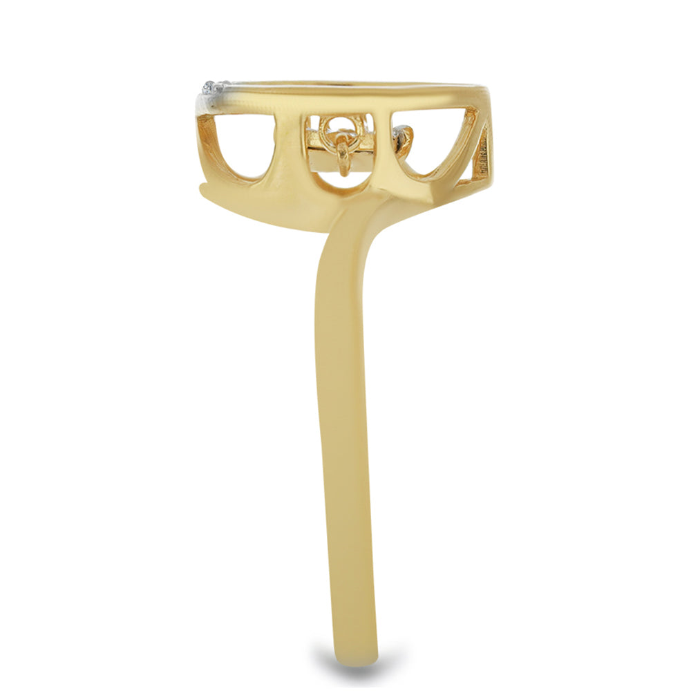 Inel din Argint 925 Placat cu Aur ( 2.56 grame ) cu Diamant Alb și Zircon Alb 0.05 Carate