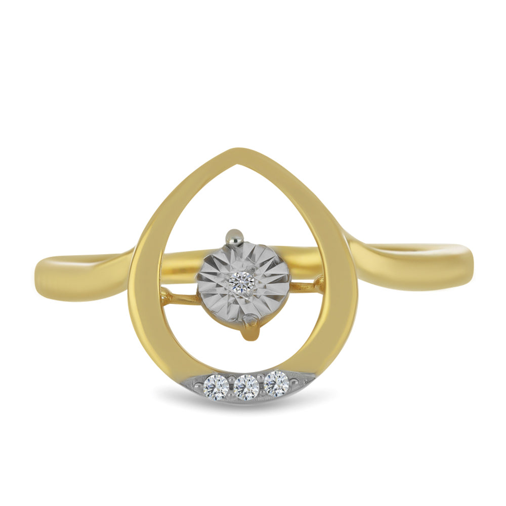 Inel din Argint 925 Placat cu Aur ( 2.66 grame ) cu Diamant Alb și Zircon Alb 0.05 Carate