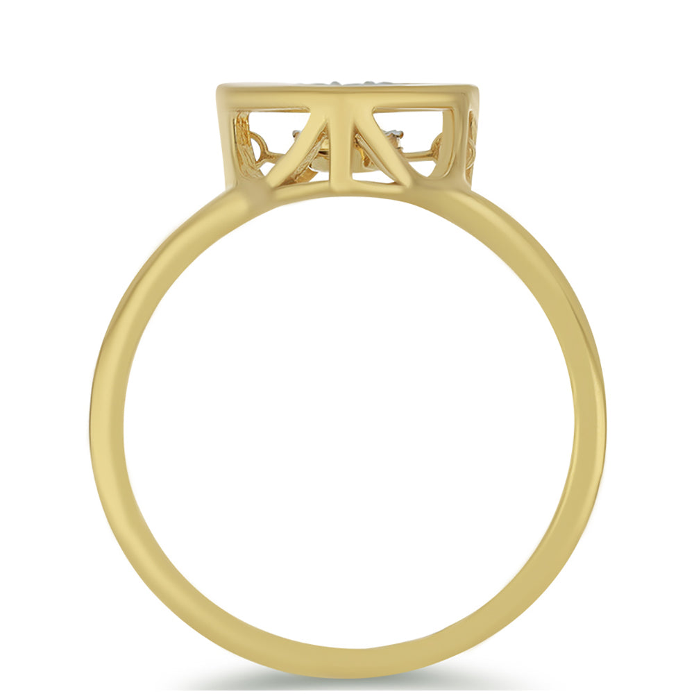 Inel din Argint 925 Placat cu Aur ( 2.66 grame ) cu Diamant Alb și Zircon Alb 0.05 Carate