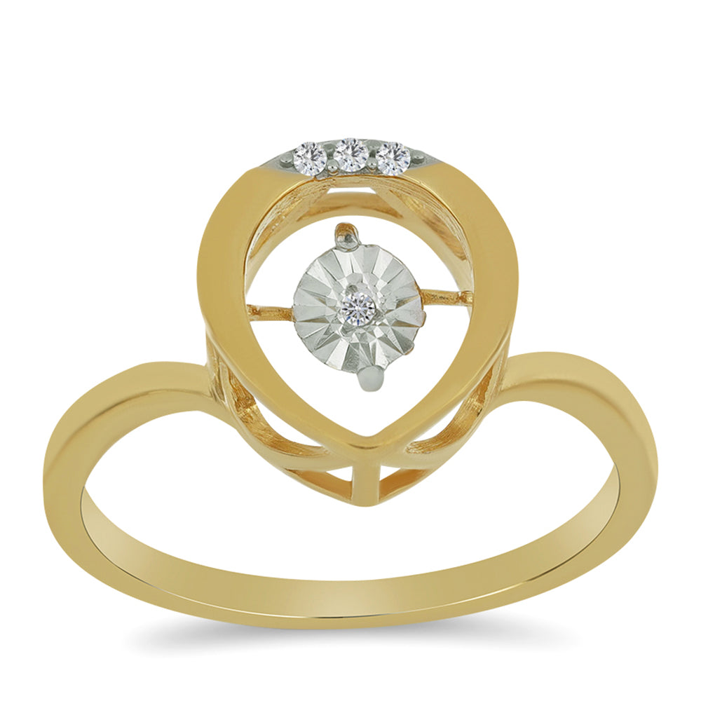 Inel din Argint 925 Placat cu Aur ( 2.66 grame ) cu Diamant Alb și Zircon Alb 0.05 Carate 3 