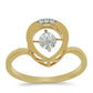 Inel din Argint 925 Placat cu Aur ( 2.66 grame ) cu Diamant Alb și Zircon Alb 0.05 Carate