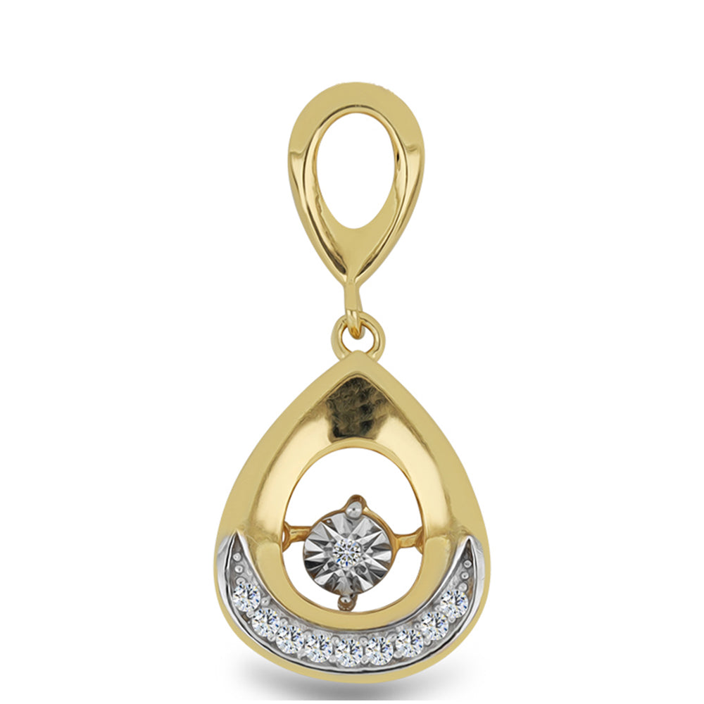 Pandantiv din Argint 925 Placat cu Aur ( 2.05 grame ) cu Diamant Alb și Zircon Alb 0.14 Carate 1 