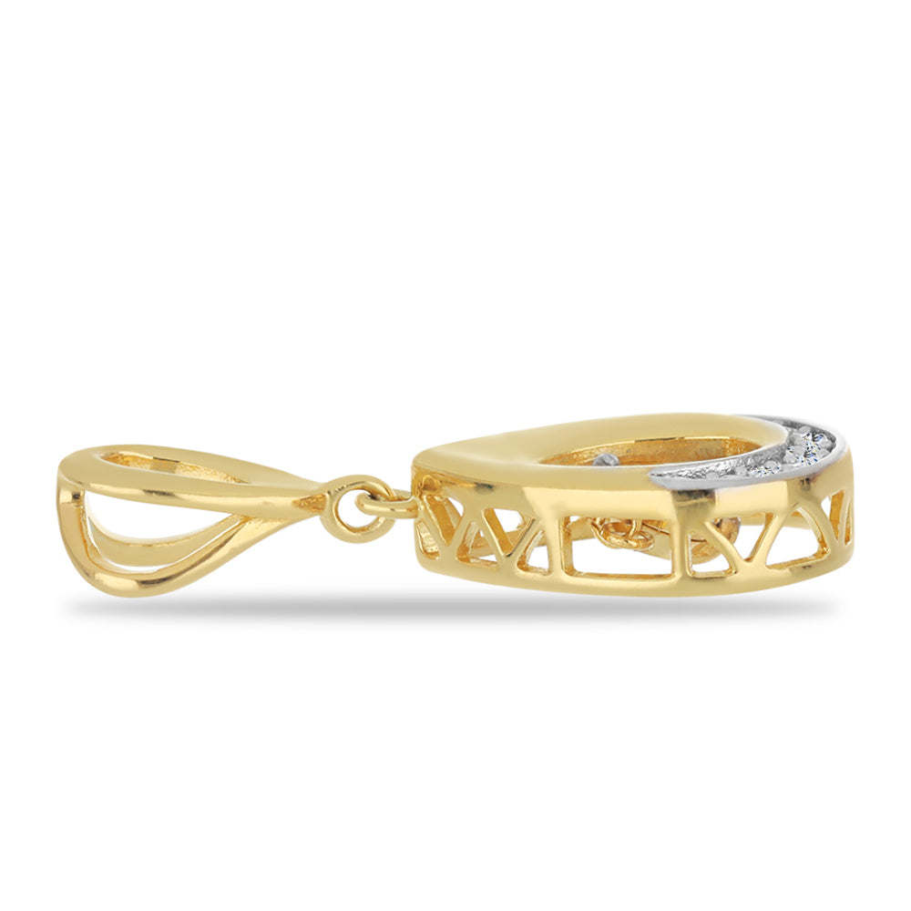 Pandantiv din Argint 925 Placat cu Aur ( 2.05 grame ) cu Diamant Alb și Zircon Alb 0.14 Carate