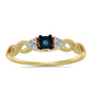 Inel din Argint 925 Placat cu Aur ( 1.76 grame ) cu Diamant Albastru și Zircon Alb 0.11 Carate