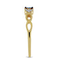 Inel din Argint 925 Placat cu Aur ( 1.76 grame ) cu Diamant Albastru și Zircon Alb 0.11 Carate