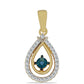 Pandantiv din Argint 925 Placat cu Aur ( 1.28 grame ) cu Diamant Albastru și Zircon Alb 0.36 Carate