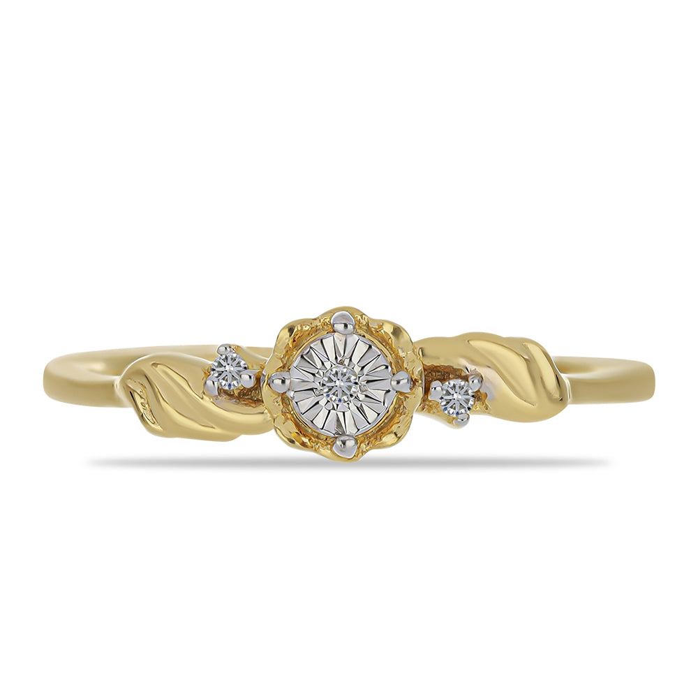 Inel din Argint 925 Placat cu Aur ( 1.52 grame ) cu Diamant Alb și Zircon Alb 0.04 Carate