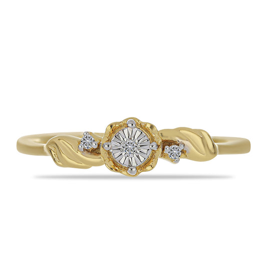 Inel din Argint 925 Placat cu Aur ( 1.52 grame ) cu Diamant Alb și Zircon Alb 0.04 Carate