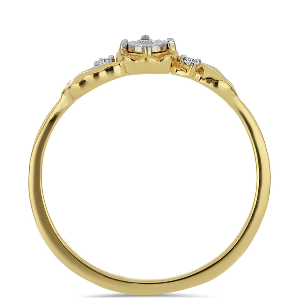 Inel din Argint 925 Placat cu Aur ( 1.52 grame ) cu Diamant Alb și Zircon Alb 0.04 Carate
