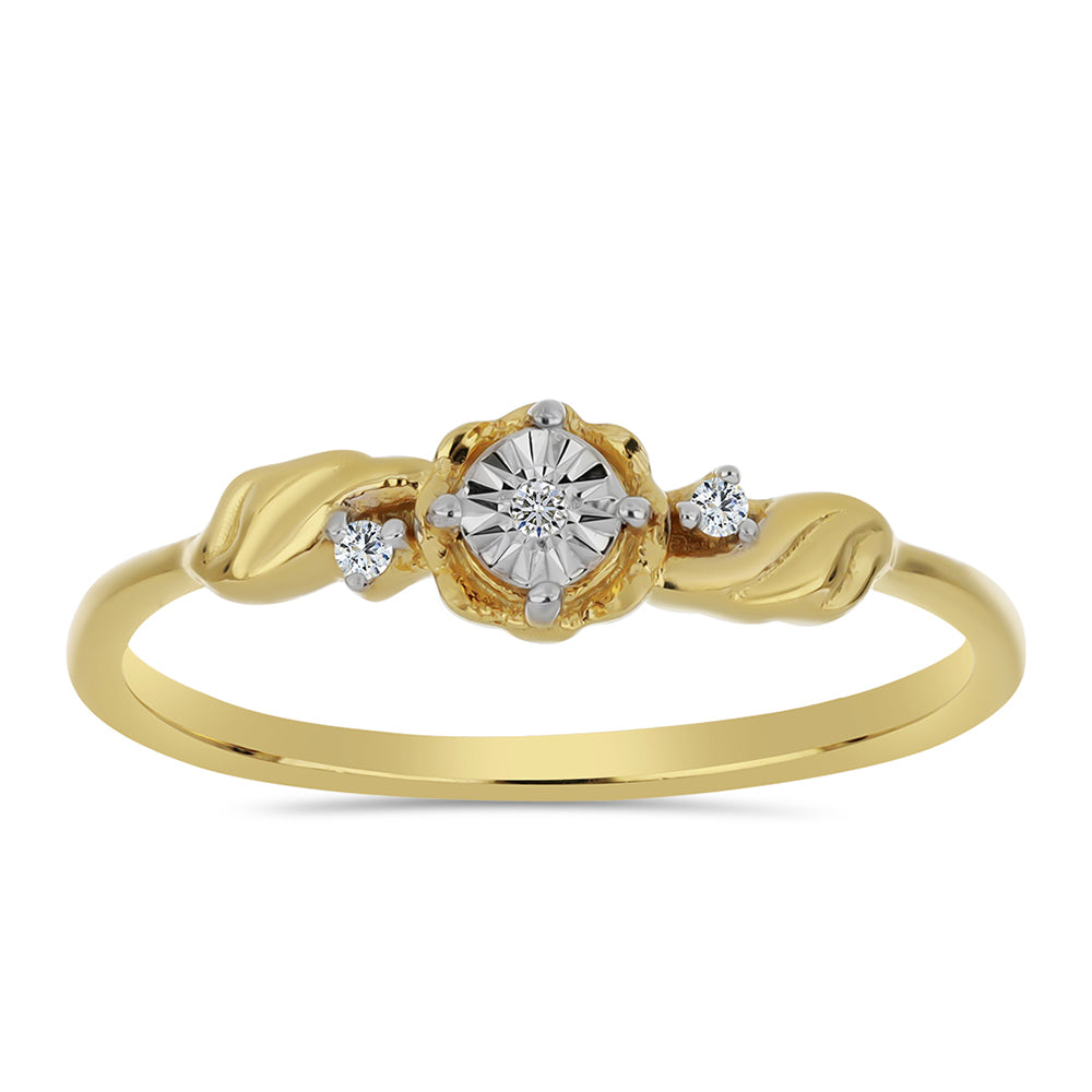 Inel din Argint 925 Placat cu Aur ( 1.52 grame ) cu Diamant Alb și Zircon Alb 0.04 Carate