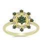 Inel din Argint 925 Placat cu Aur ( 2.27 grame ) cu Diamant Verde și Diamant Alb 0.26 Carate