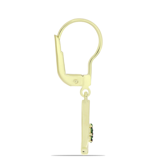 Cercei din Argint 925 Placat cu Aur ( 2.16 grame ) cu Diamant Verde 0.14 Carate