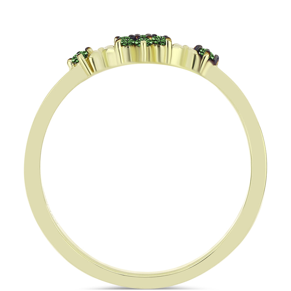 Inel din Argint 925 Placat cu Aur ( 1.26 grame ) cu Diamant Verde 0.1 Carate 2 