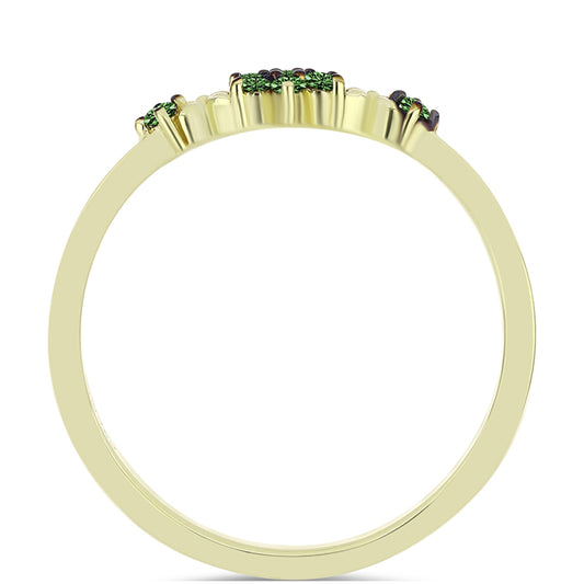Inel din Argint 925 Placat cu Aur ( 1.26 grame ) cu Diamant Verde 0.1 Carate